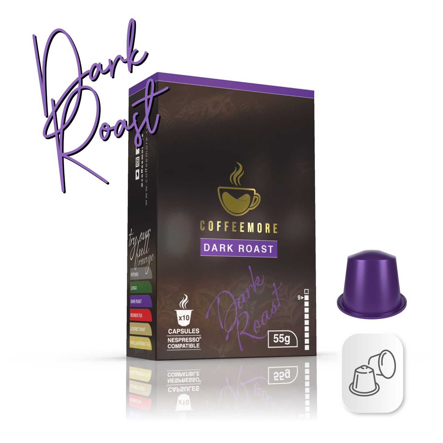 Dark Roast | 10 x Capsules | *Nespresso Compatible | 55 g